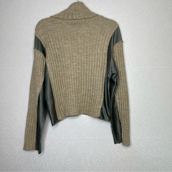 Zara High Collar Ribbed Mixed Media Sweater M - Picture 5 of 5